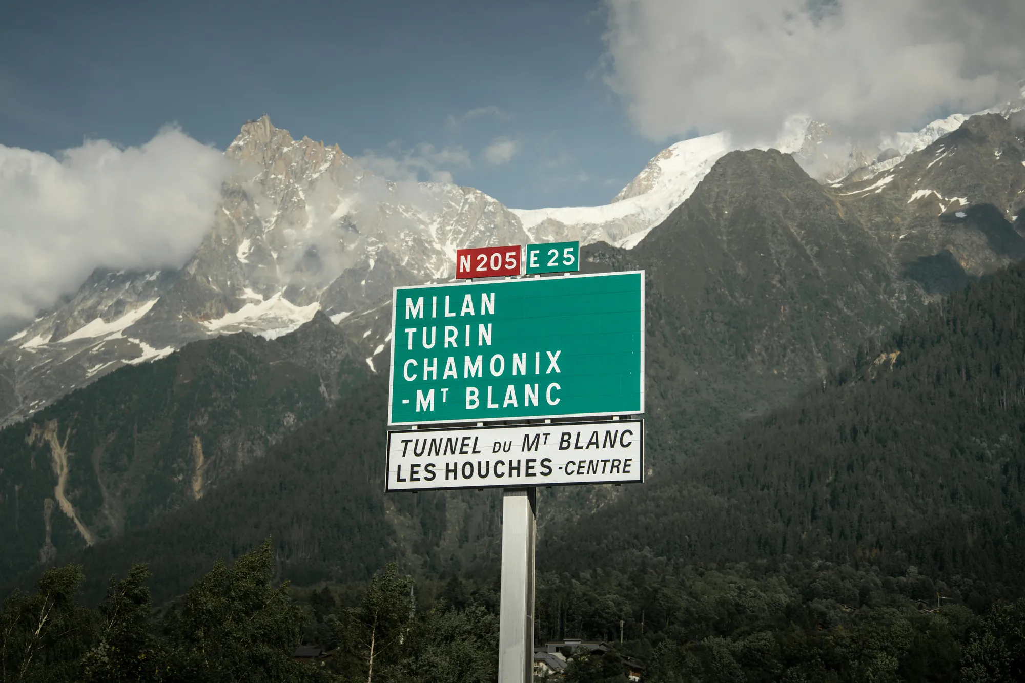 Snow-covered Alps near Chamonix
